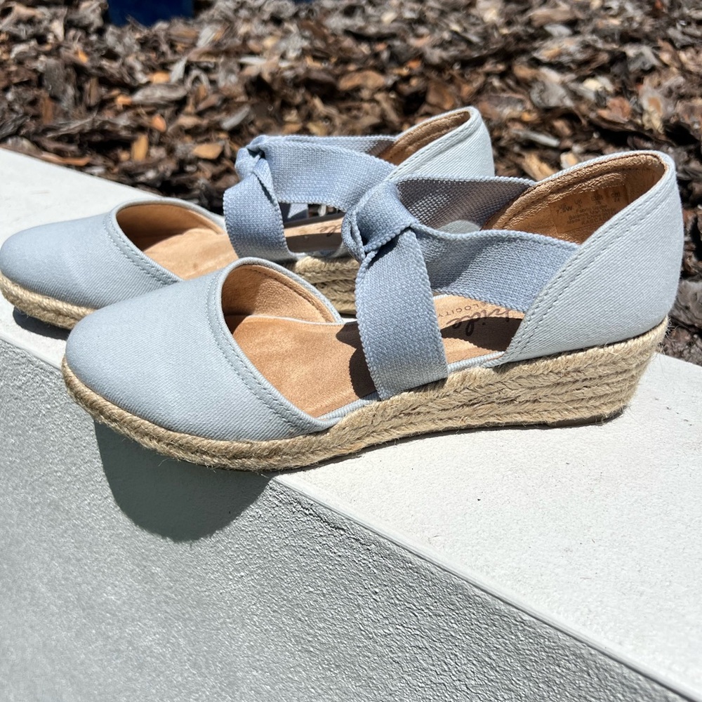 Life Stride Velocity 2.0 Blue Espadrille Wedge with Elastic Straps